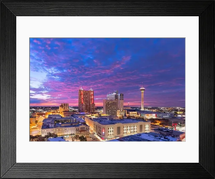 Framed Print : San Antonio, Texas, USA skyline at dusk from above Framed Print : San Antonio, Texas, USA skyline at dusk from above