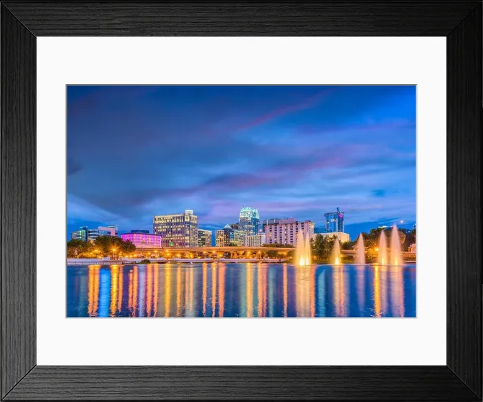 Framed Print : Orlando, Florida, USA skyline on the lake at dusk Framed Print : Orlando, Florida, USA skyline on the lake at dusk