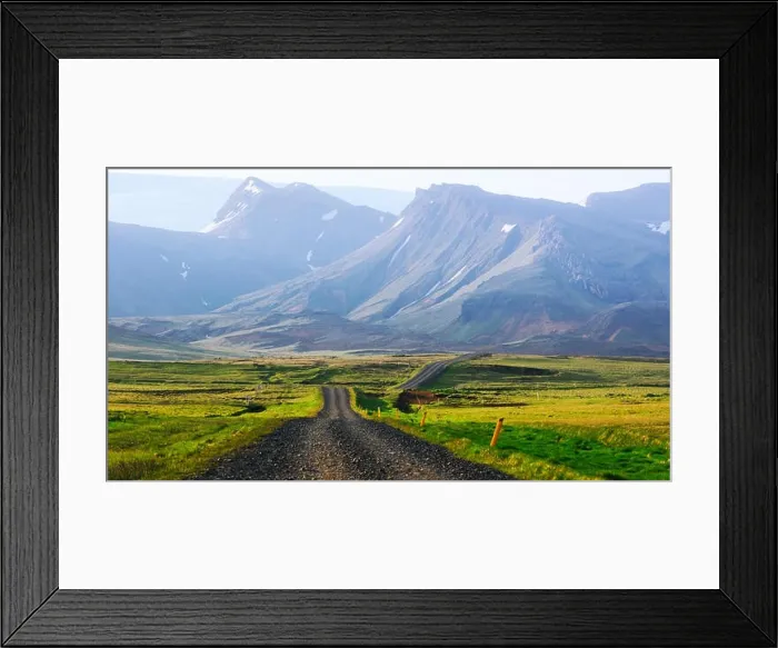 Framed Print : Typical Iceland landscape with road Framed Print : Typical Iceland landscape with road