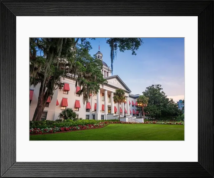 Framed Print : Tallahassee, Florida, USA with the Old and New Capitol Building at twilight Framed Print : Tallahassee, Florida, USA with the Old and New Capitol Building at twilight