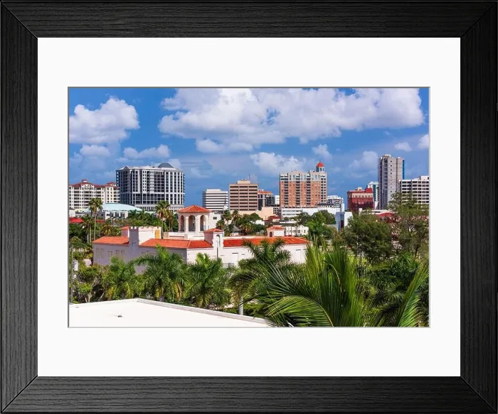 Framed Print : Sarasota, Florida, USA downtown skyline amongst the palm trees Framed Print : Sarasota, Florida, USA downtown skyline amongst the palm trees