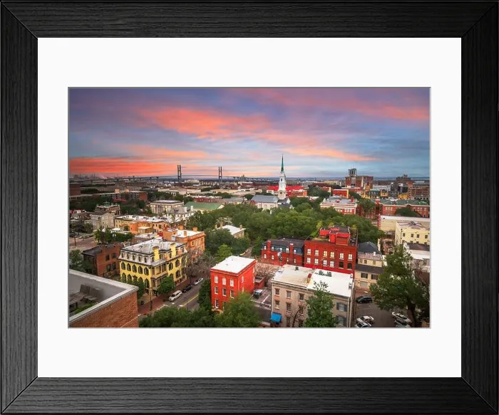 Framed Print : Savannah, Georgia, USA downtown skyline at dusk Framed Print : Savannah, Georgia, USA downtown skyline at dusk
