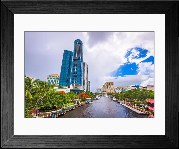 Framed Print : Fort Lauderdale, Florida, USA cityscape at the Riverwalk Framed Print : Fort Lauderdale, Florida, USA cityscape at the Riverwalk