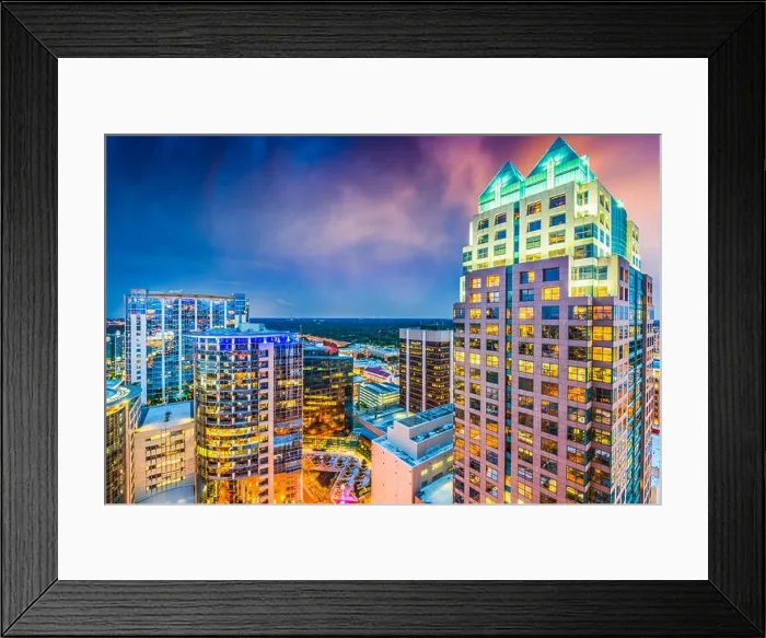 Framed Print : Orlando, Florida, USA downtown cityscape at twilight Framed Print : Orlando, Florida, USA downtown cityscape at twilight