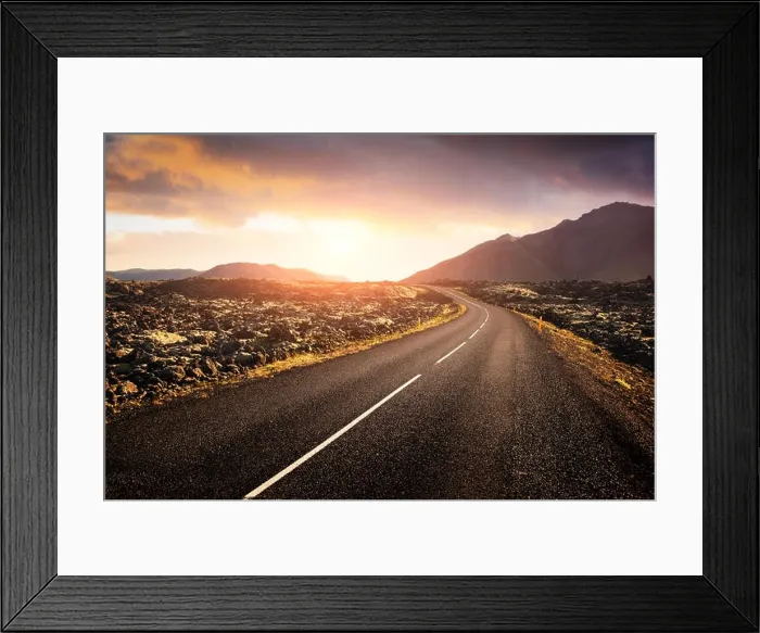 Framed Print : Typical Iceland landscape with road Framed Print : Typical Iceland landscape with road