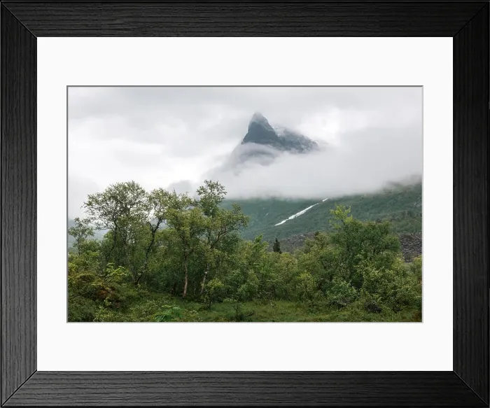 Framed Print : Mountain peak in fog in Innerdalen Framed Print : Mountain peak in fog in Innerdalen