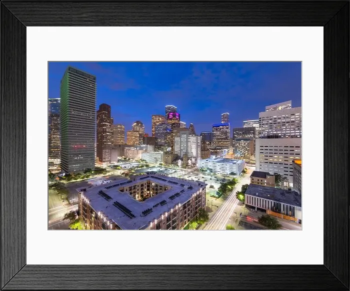 Framed Print : Houston, Texas, USA downtown cityscape at dusk in the financial district Framed Print : Houston, Texas, USA downtown cityscape at dusk in the financial district