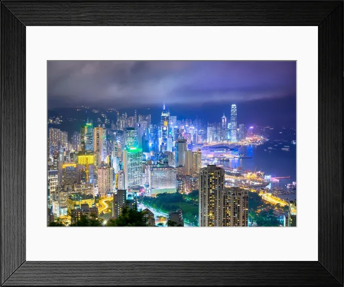 Framed Print : Hong Kong, China skyline from Victoria Peak Framed Print : Hong Kong, China skyline from Victoria Peak