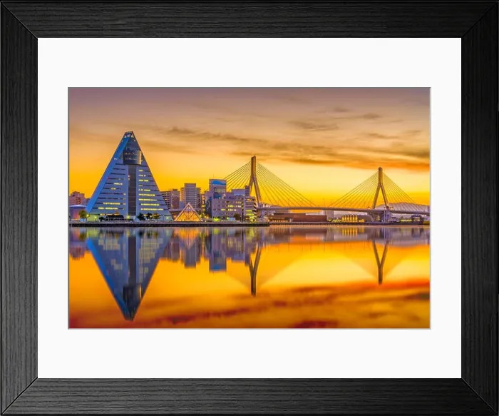 Framed Print : Aomori City, Japan skyline at dusk