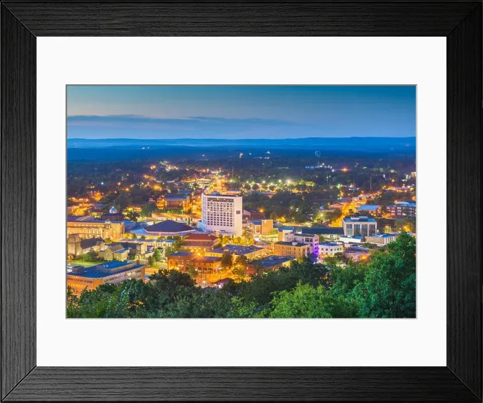 Framed Print : Hot Springs, Arkansas, USA town skyline from above at dawn Framed Print : Hot Springs, Arkansas, USA town skyline from above at dawn