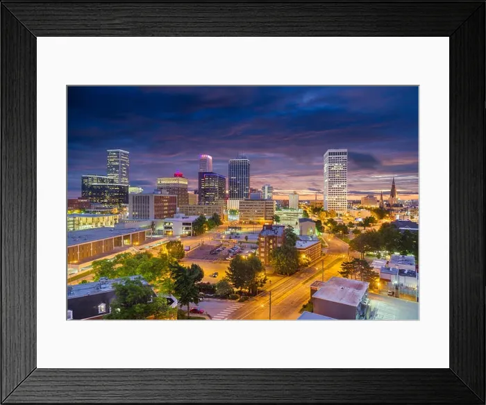 Framed Print : Tulsa, Oklahoma, USA downtown city skyline at twilight Framed Print : Tulsa, Oklahoma, USA downtown city skyline at twilight
