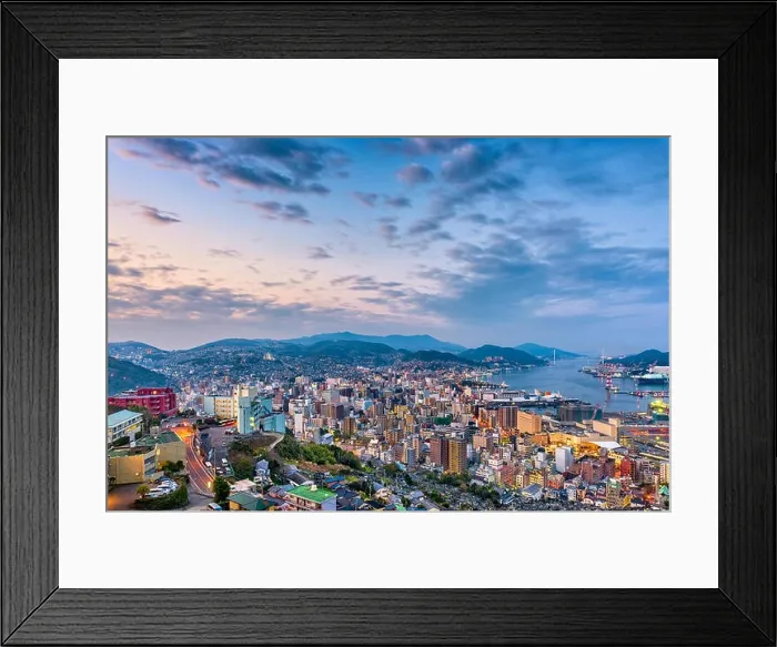 Framed Print : Nagasaki, Japan cityscape at dusk Framed Print : Nagasaki, Japan cityscape at dusk
