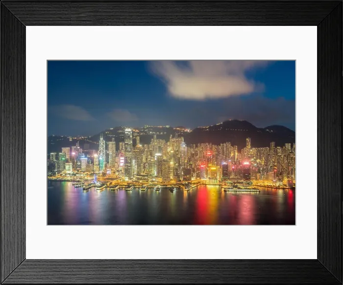 Framed Print : Hong Kong in Kowloon area skyline view from Victoria Peak in Hong Kong Framed Print : Hong Kong in Kowloon area skyline view from Victoria Peak in Hong Kong