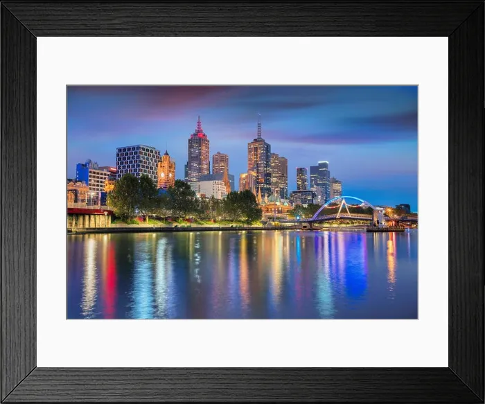 Framed Print : Melbourne. Cityscape image of Melbourne, Australia during twilight blue hour Framed Print : Melbourne. Cityscape image of Melbourne, Australia during twilight blue hour