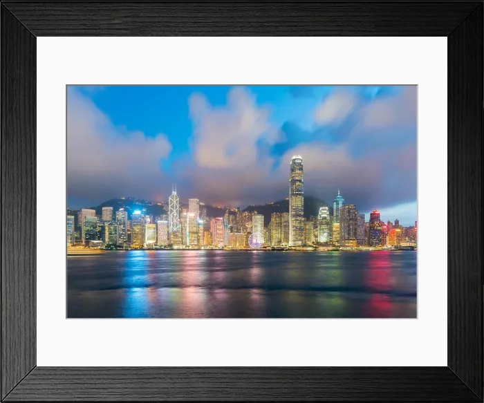 Framed Print : Night view of Victoria Harbour in Hong Kong. Asia Framed Print : Night view of Victoria Harbour in Hong Kong. Asia