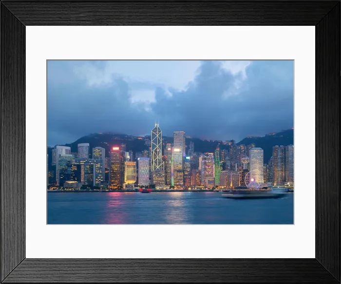 Framed Print : Night view of Victoria Harbour in Hong Kong. Asia Framed Print : Night view of Victoria Harbour in Hong Kong. Asia