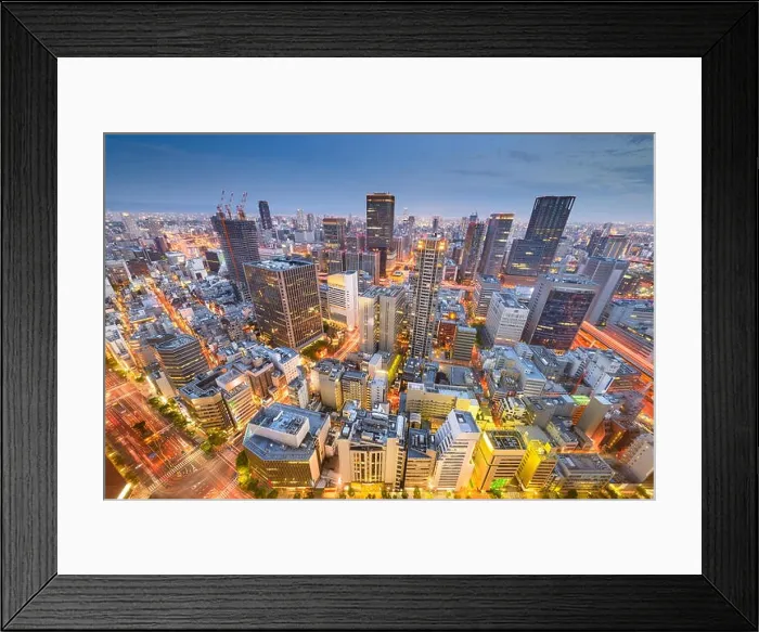 Framed Print : Osaka, Japan downtown city skyline in the Umeda District at dusk Framed Print : Osaka, Japan downtown city skyline in the Umeda District at dusk
