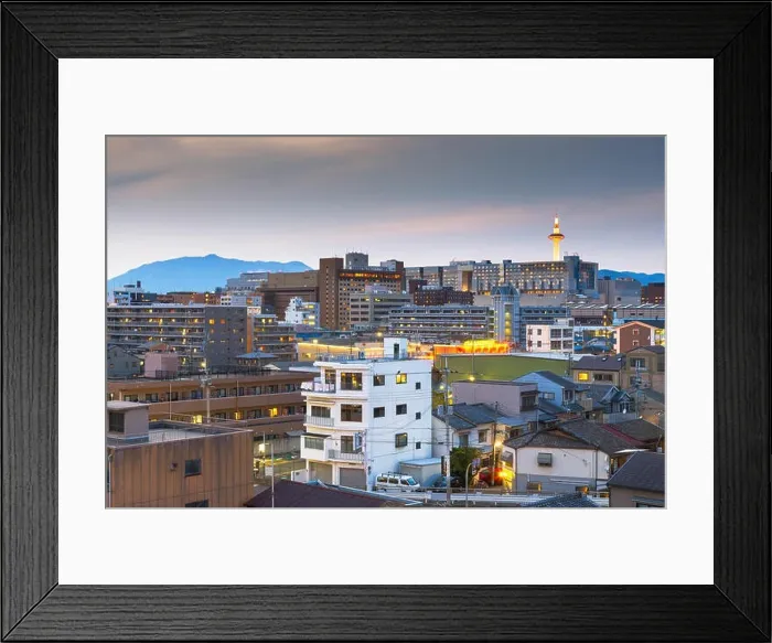 Framed Print : Kyoto, Japan city skyline from abvoe at dusk Framed Print : Kyoto, Japan city skyline from abvoe at dusk