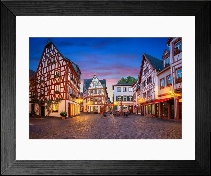 Framed Print : Mainz, Germany. Cityscape image of Mainz old town during twilight blue hour Framed Print : Mainz, Germany. Cityscape image of Mainz old town during twilight blue hour