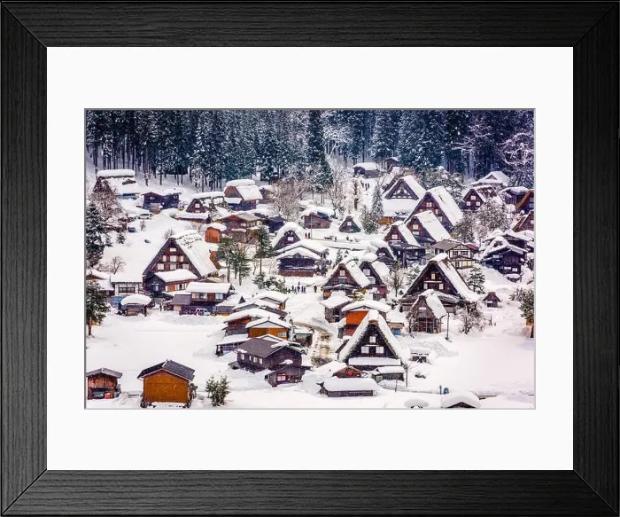 Framed Print : Shirakawago, Japan historic winter village Framed Print : Shirakawago, Japan historic winter village