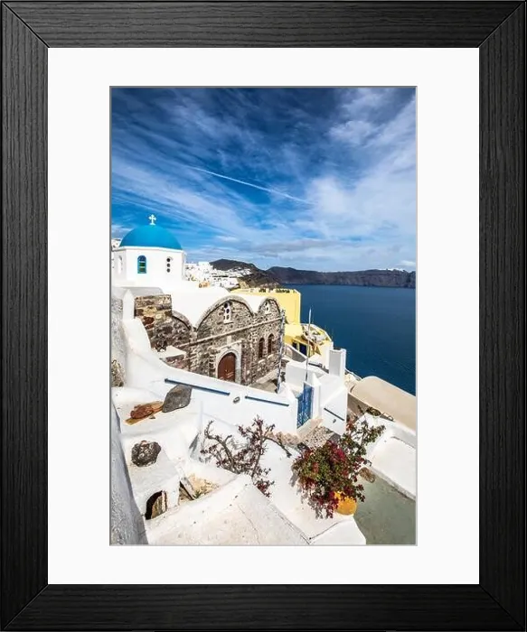 Framed Print : View of Oia the most beautiful village of Santorini island in Greece during summer. Greek landscape, adventure summer holiday Framed Print : View of Oia the most beautiful village of Santorini island in Greece during summer. Greek landscape, adventure summer holiday