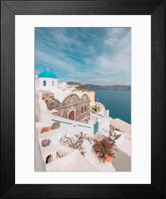 Framed Print : View of Oia the most beautiful village of Santorini island in Greece during summer. Greek landscape, adventure summer holiday Framed Print : View of Oia the most beautiful village of Santorini island in Greece during summer. Greek landscape, adventure summer holiday