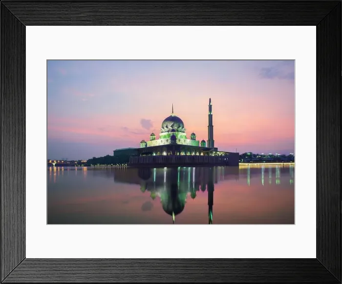 Framed Print : Putrajaya mosque between sunsire in Kuala Lumpur, Malaysia. Pink mosque in Kuala Lumpur, Malaysia. Asia Framed Print : Putrajaya mosque between sunsire in Kuala Lumpur, Malaysia. Pink mosque in Kuala Lumpur, Malaysia. Asia