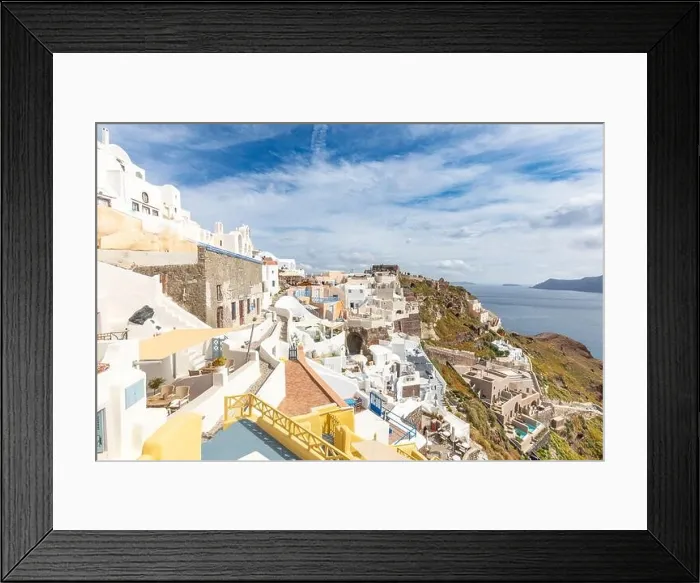 Framed Print : View of Oia the most beautiful village of Santorini island in Greece during summer. Greek landscape, adventure summer holiday Framed Print : View of Oia the most beautiful village of Santorini island in Greece during summer. Greek landscape, adventure summer holiday