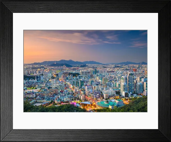 Framed Print : Seoul. Cityscape image of Seoul downtown during summer sunset Framed Print : Seoul. Cityscape image of Seoul downtown during summer sunset