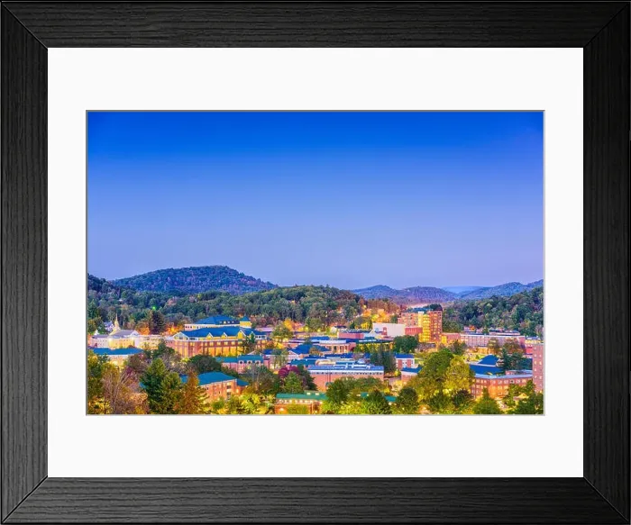 Framed Print : Boone, North Carolina, USA campus and town skyline Framed Print : Boone, North Carolina, USA campus and town skyline