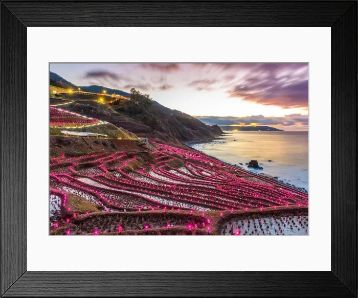 Framed Print : Wajima, Japan at Shiroyone Senmaida rice terraces night light up Framed Print : Wajima, Japan at Shiroyone Senmaida rice terraces night light up