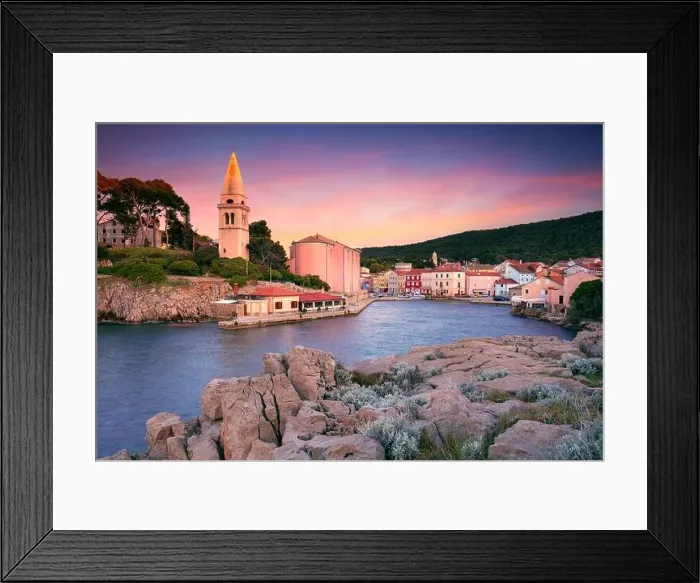 Framed Print : Mali Losinj, Cres Island, Croatia. Cityscape image of iconic village Mali Losinj, Croatia located on Cres Island at sunset Framed Print : Mali Losinj, Cres Island, Croatia. Cityscape image of iconic village Mali Losinj, Croatia located on Cres Island at sunset