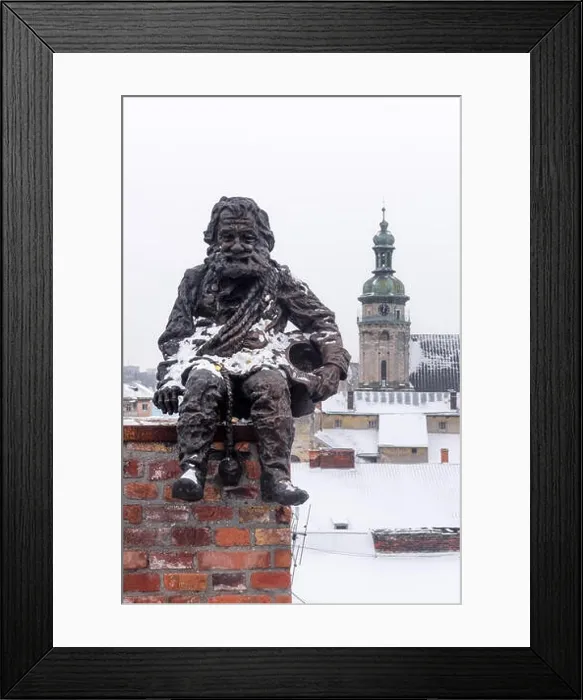Framed Print : Lviv in winter time. Picturesque view on Lviv city center from top of old roof of restaurant House of legend. Eastern Europe, Ukraine Framed Print : Lviv in winter time. Picturesque view on Lviv city center from top of old roof of restaurant House of legend. Eastern Europe, Ukraine