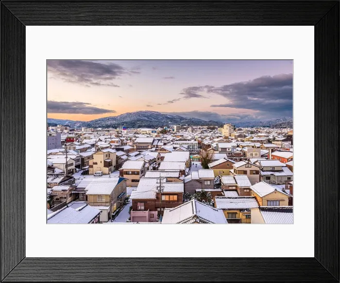 Framed Print : Wajima, Ishikawa, Japan town skyline in winter Framed Print : Wajima, Ishikawa, Japan town skyline in winter