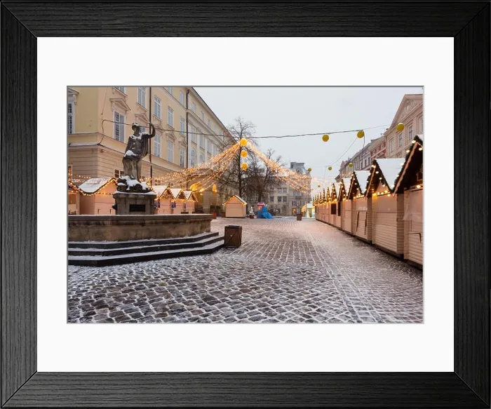 Framed Print : Lviv in winter time. Picturesque evening view on christmas fair on city center. Eastern Europe, Ukraine Framed Print : Lviv in winter time. Picturesque evening view on christmas fair on city center. Eastern Europe, Ukraine