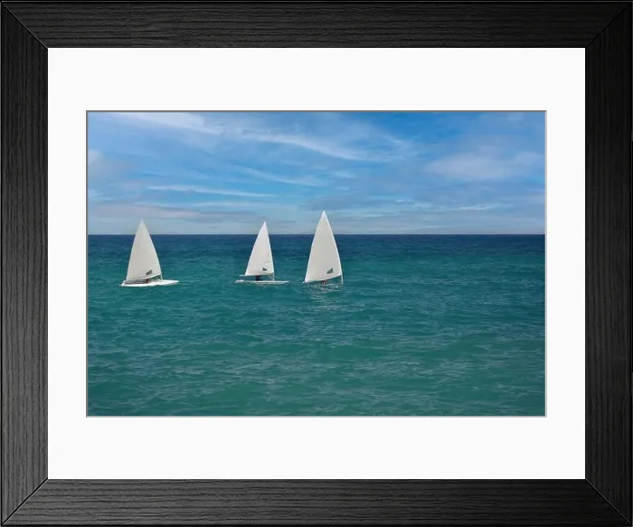 Framed Print : Small sailboats sailing in the calm waters of the Adriatic Sea, south Italy Framed Print : Small sailboats sailing in the calm waters of the Adriatic Sea, south Italy