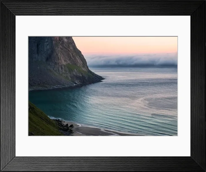 Framed Print : The clouds are rolling from the sea at summer evening in Lofoten, Norway Framed Print : The clouds are rolling from the sea at summer evening in Lofoten, Norway