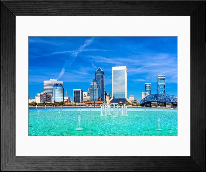 Framed Print : Jacksonville, Florida, USA fountain and skyline Framed Print : Jacksonville, Florida, USA fountain and skyline