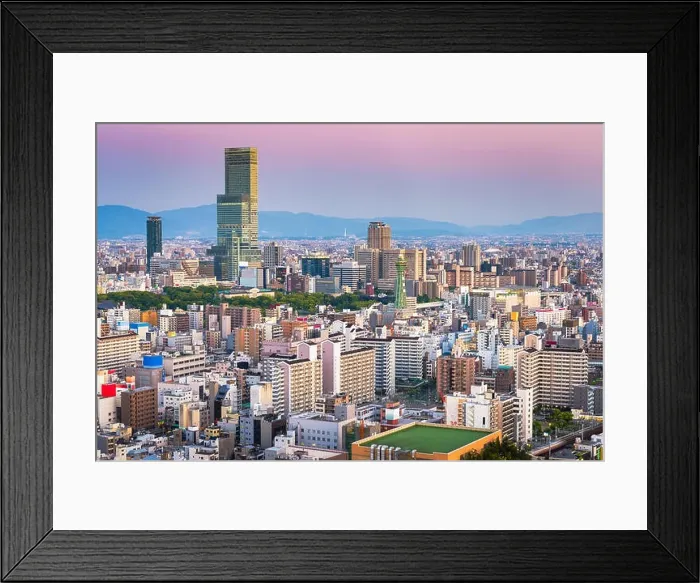Framed Print : Osaka, Japan city skyline in the Abeno District at dusk Framed Print : Osaka, Japan city skyline in the Abeno District at dusk