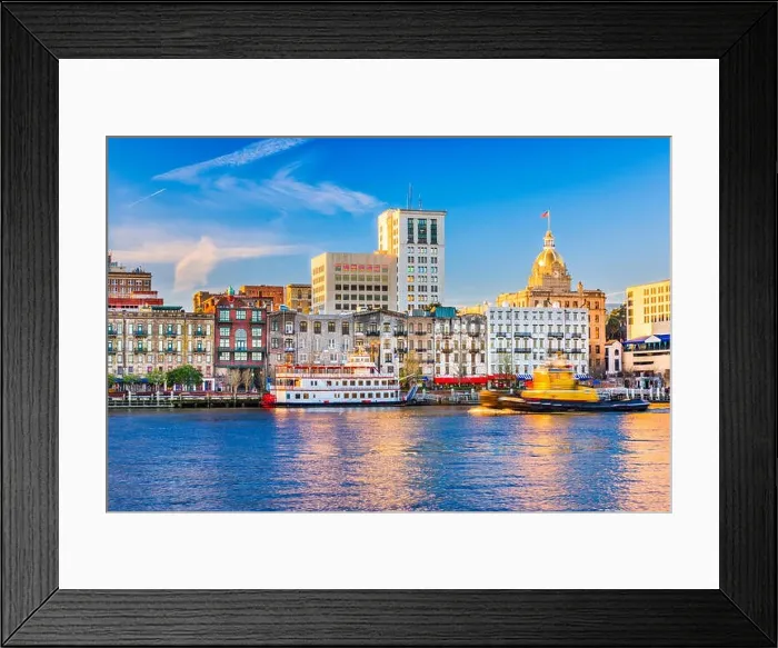 Framed Print : Savannah, Georgia, USA riverfront skyline Framed Print : Savannah, Georgia, USA riverfront skyline