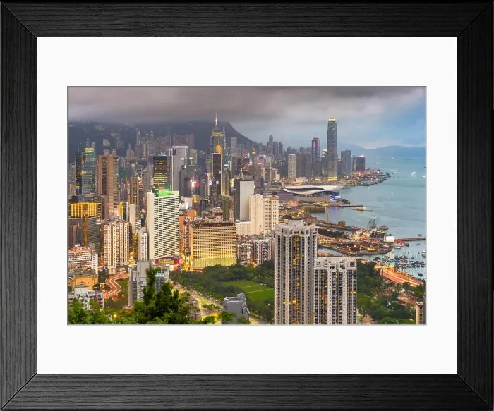 Framed Print : Hong Kong, China skyline from Victoria Peak Framed Print : Hong Kong, China skyline from Victoria Peak