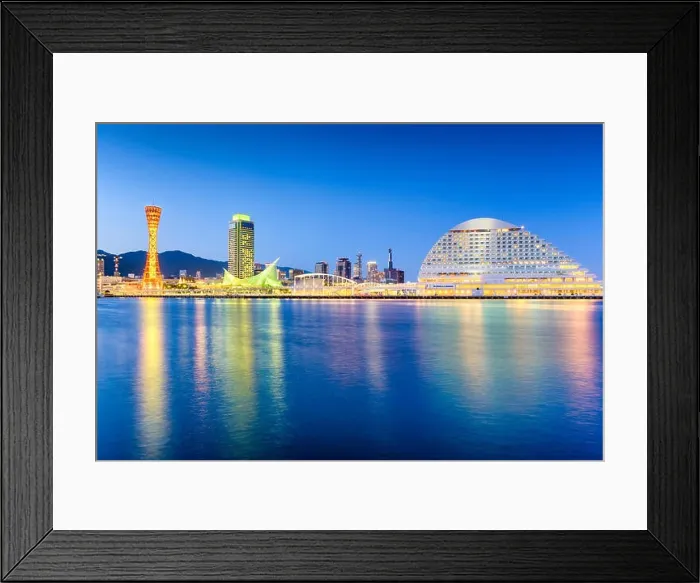 Framed Print : Kobe, Japan skyline at the port and tower Framed Print : Kobe, Japan skyline at the port and tower