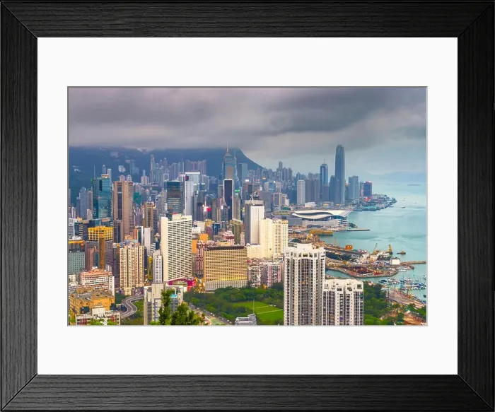 Framed Print : Hong Kong, China skyline from Victoria Peak Framed Print : Hong Kong, China skyline from Victoria Peak