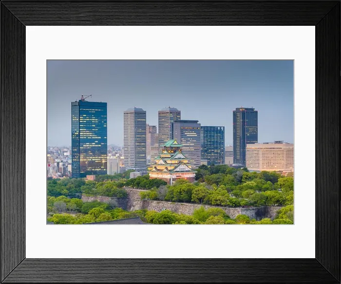 Framed Print : Osaka, Japan cityscape and castle Framed Print : Osaka, Japan cityscape and castle