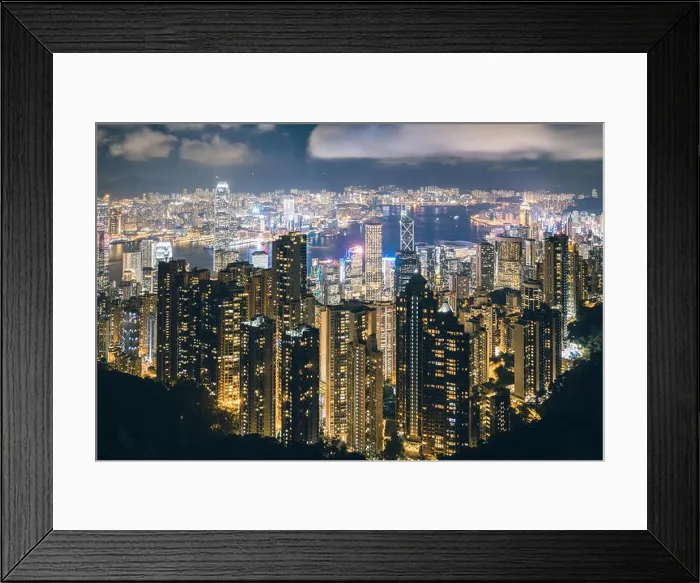 Framed Print : Hong Kong in Kowloon area skyline view from Victoria Peak in Hong Kong Framed Print : Hong Kong in Kowloon area skyline view from Victoria Peak in Hong Kong