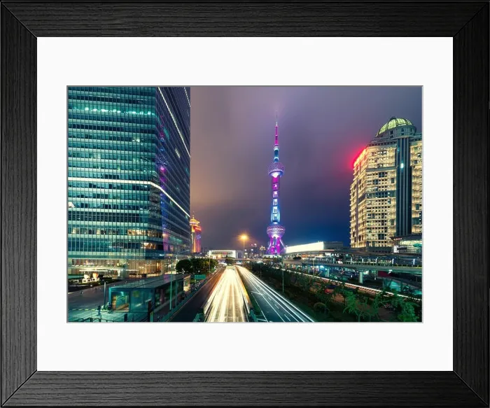 Framed Print : Shanghai skyline cityscape, View of shanghai at Lujiazui finance and business district trade zone skyscraper in night, Shanghai China Framed Print : Shanghai skyline cityscape, View of shanghai at Lujiazui finance and business district trade zone skyscraper in night, Shanghai China