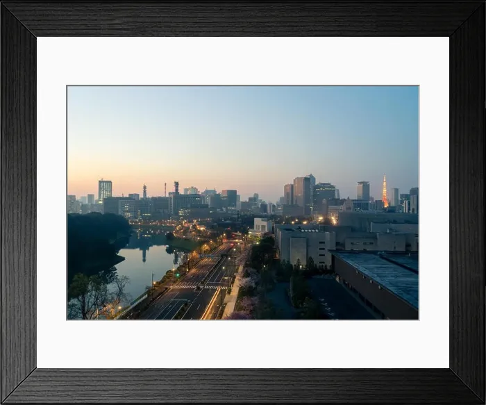 Framed Print : Downtown city skyline and skyscrapers at Marunouchi District with Tokyo tower in background at Tokyo, Japan Framed Print : Downtown city skyline and skyscrapers at Marunouchi District with Tokyo tower in background at Tokyo, Japan