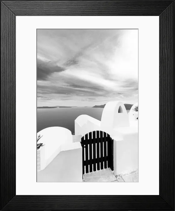 Framed Print : Houses of Santorini in black and white. Monochrome travel landscape, Greek architecture, summer vacation, holiday vibes. Greece village view Framed Print : Houses of Santorini in black and white. Monochrome travel landscape, Greek architecture, summer vacation, holiday vibes. Greece village view
