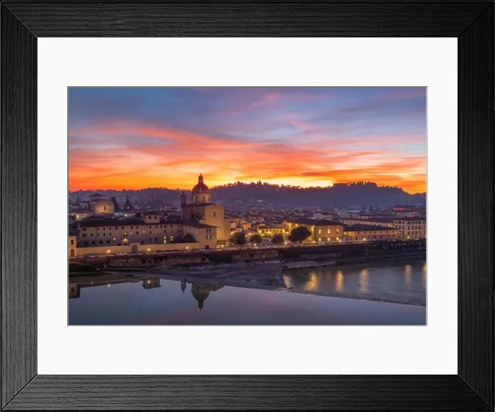Framed Print : Florence, Italy with San Frediano in Cestello on the Arno River at dusk Framed Print : Florence, Italy with San Frediano in Cestello on the Arno River at dusk