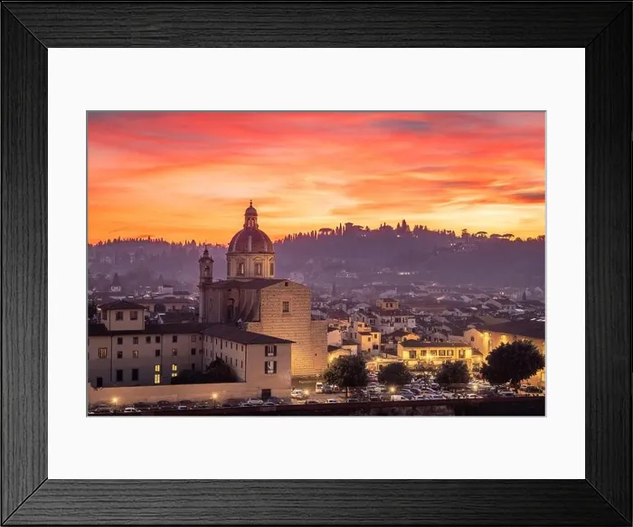 Framed Print : Florence, Italy with San Frediano in Cestello on the Arno River at dusk Framed Print : Florence, Italy with San Frediano in Cestello on the Arno River at dusk